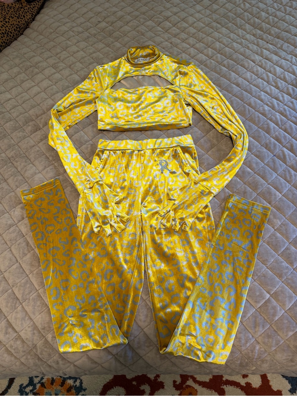 RARE Gsuwoo So Real Velvet Leopard Print 2 Piece Set